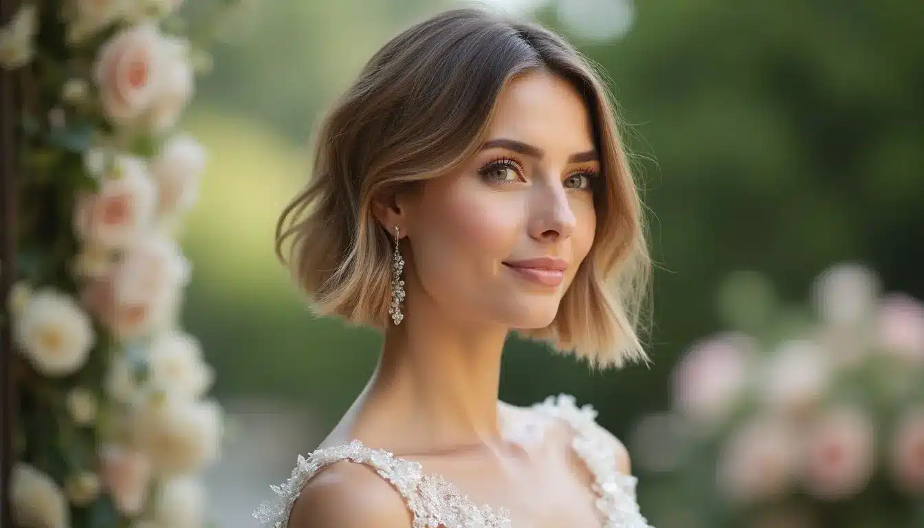 feathered pixie bob haircut with soft layers and natural movement for wedding guest style