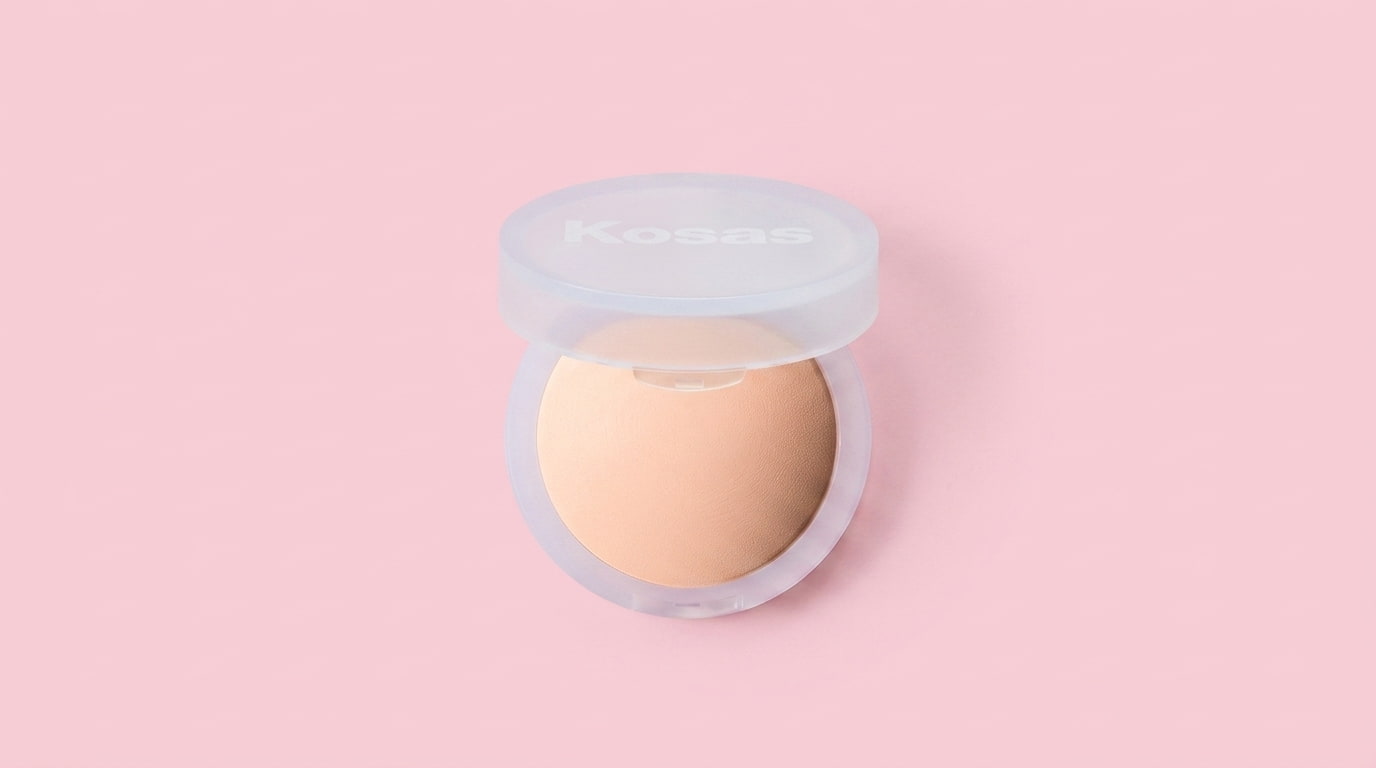 kosas cloud set baked setting and smoothing powder shown in an open translucent compact