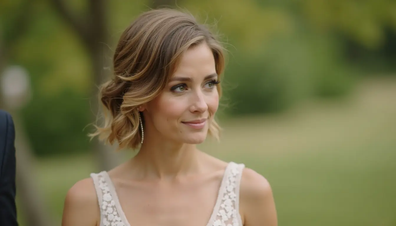 low maintenance pixie bob haircut with natural texture and soft layers for wedding guest style