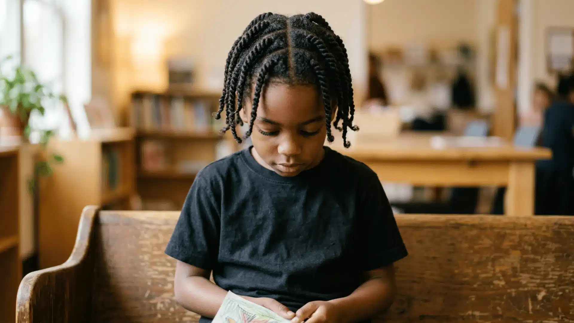 Mixed boy with soft two-strand twists and a natural shaped finish