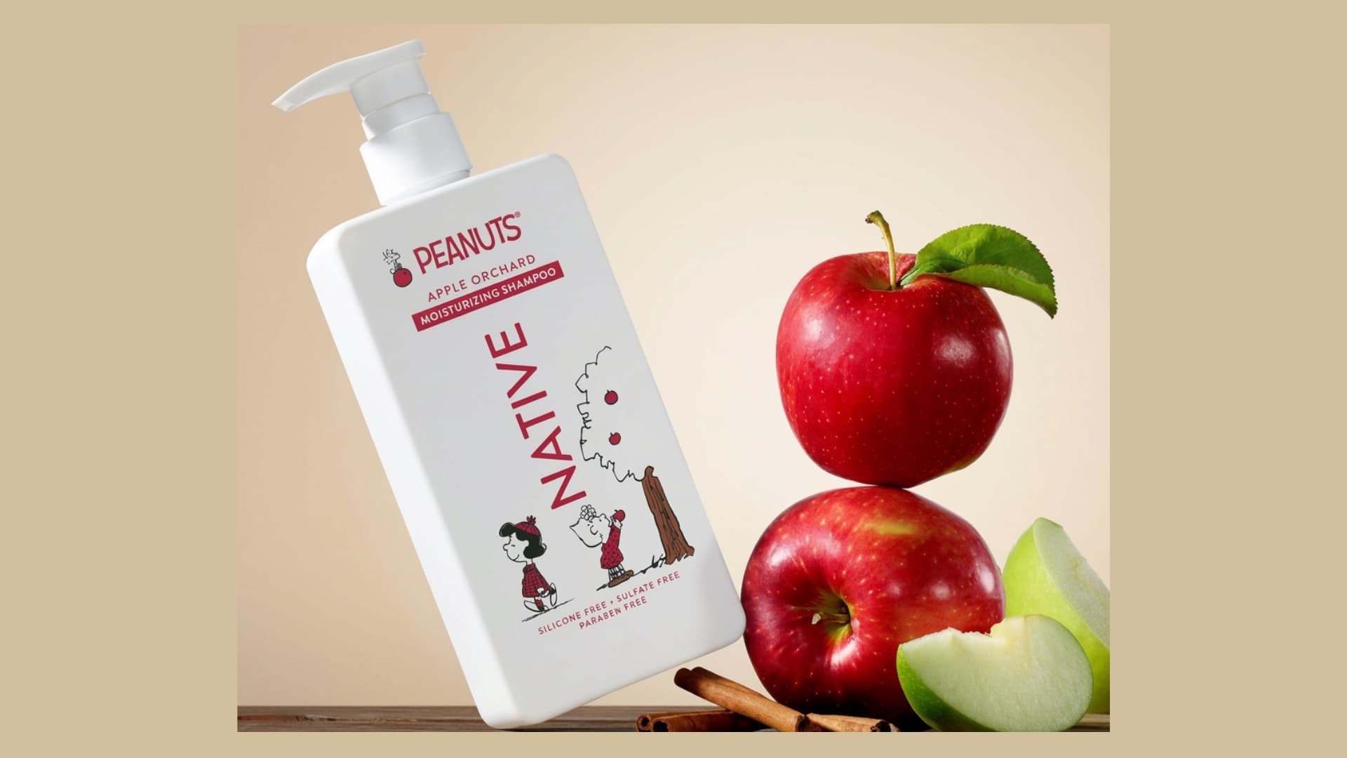 native shampoo bottle with gentle hair care ingredients arranged on a counter