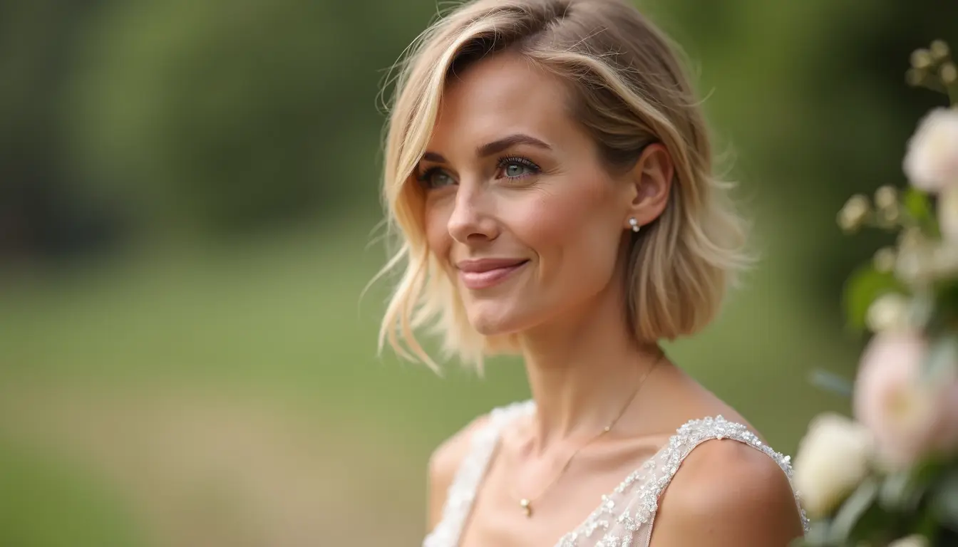 pixie bob haircut with soft wispy layers and natural movement for wedding guest style