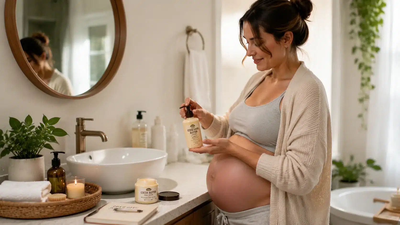 pregnancy skincare routine with cocoa butter
