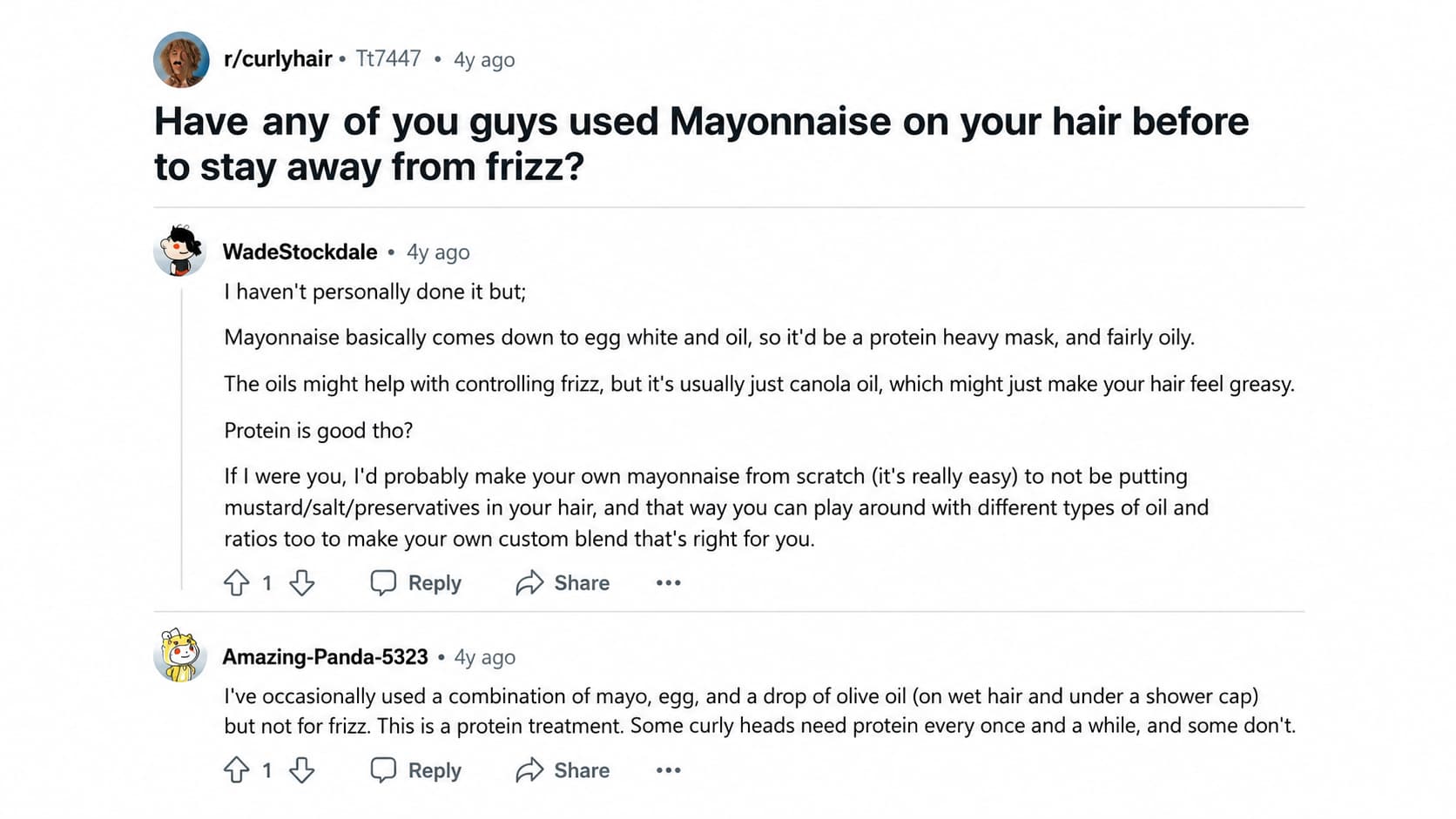 Reddit Curly Hair Mayonnaise Discussion
