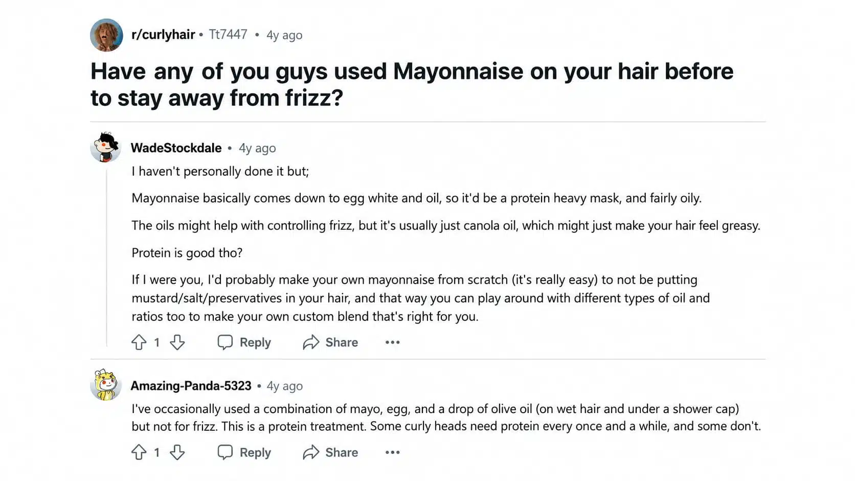 Reddit Curly Hair Mayonnaise Discussion