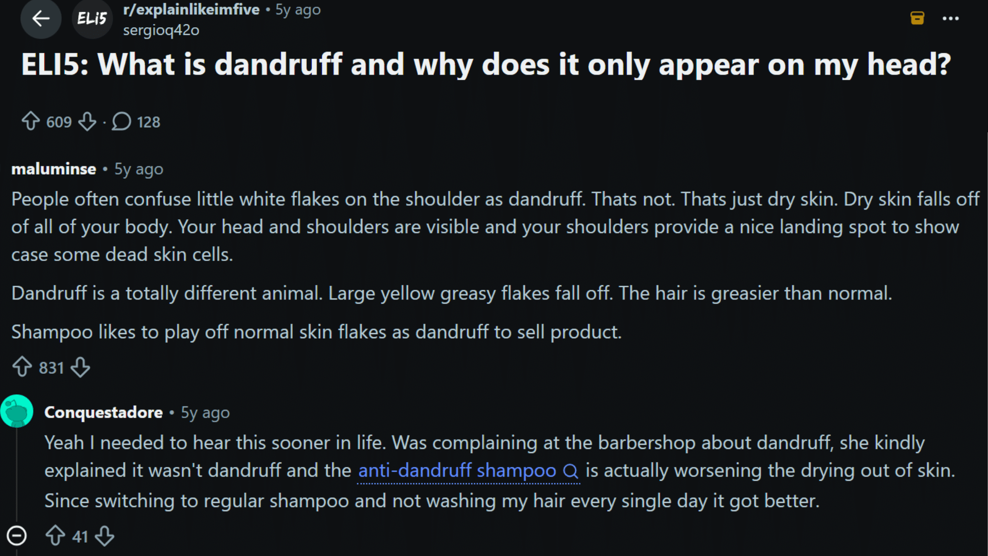 reddit discussion about dandruff causes dry scalp and scalp care experiences