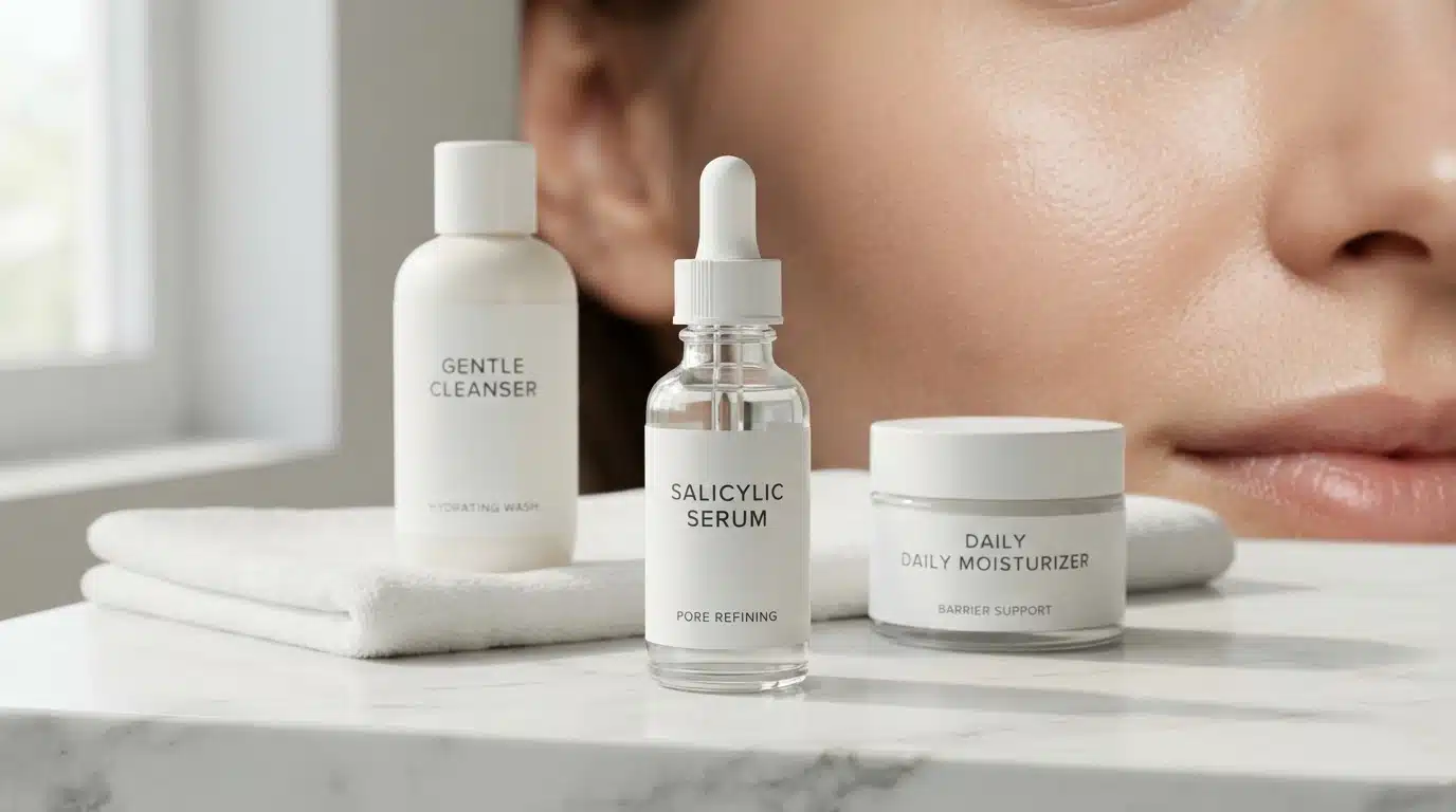 salicylic-acid-for-blackheads-serum-with-cleanser-moisturizer-and-pore-care-skincare-essentials