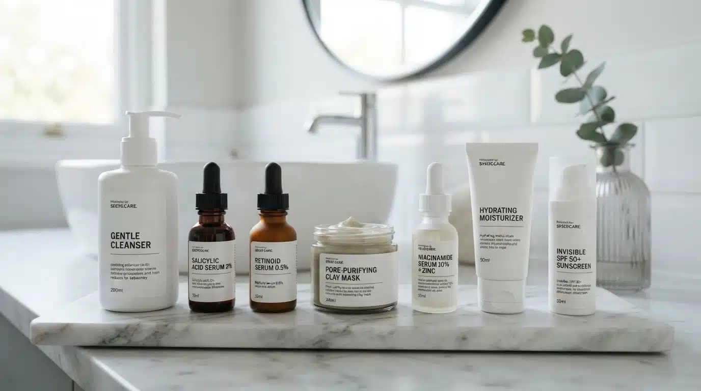 skincare products for sebaceous filaments with salicylic acid and niacinamide
