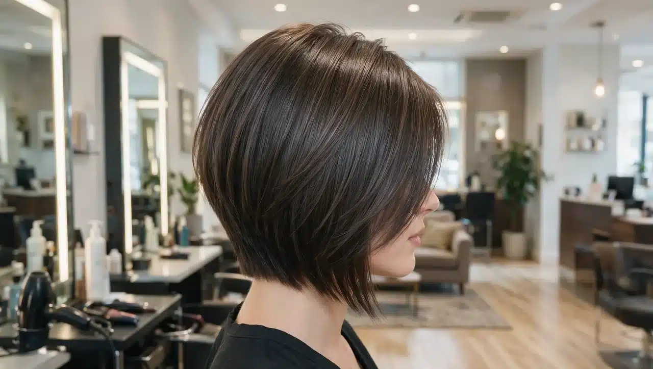 straight shag haircut with sleek layers and textured ends