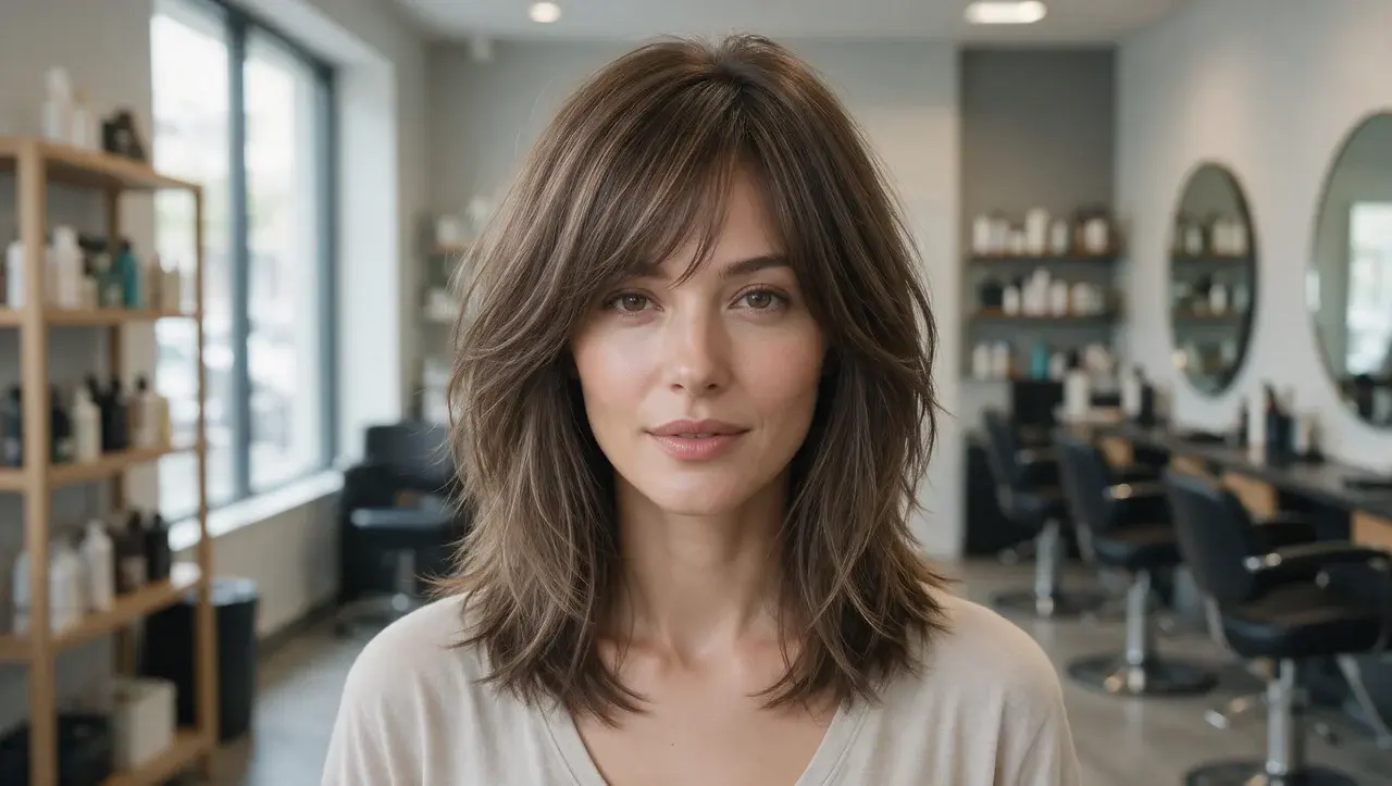 subdued shag haircut with soft layers and natural movement
