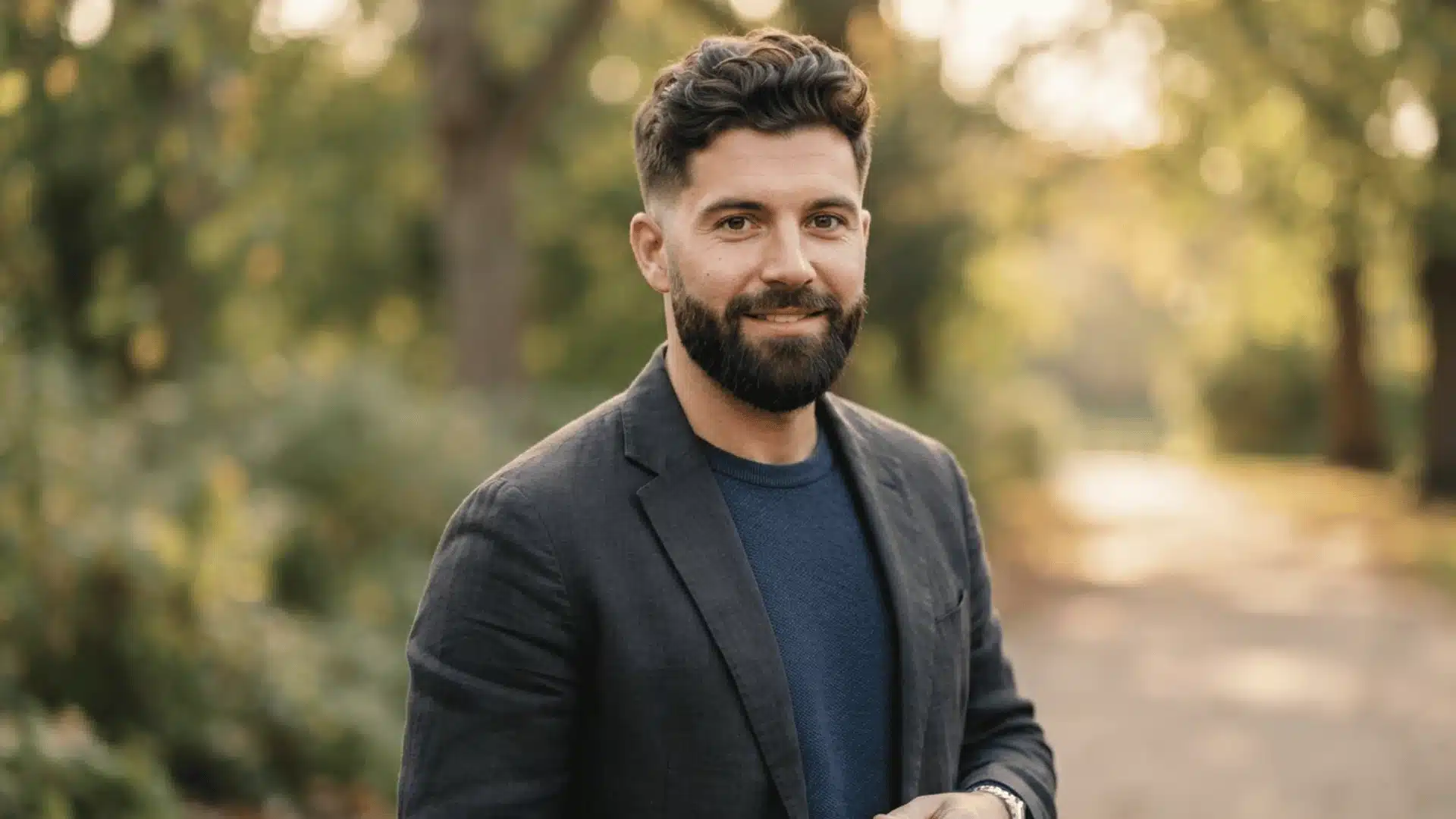 Textured crop with beard and balanced facial framing