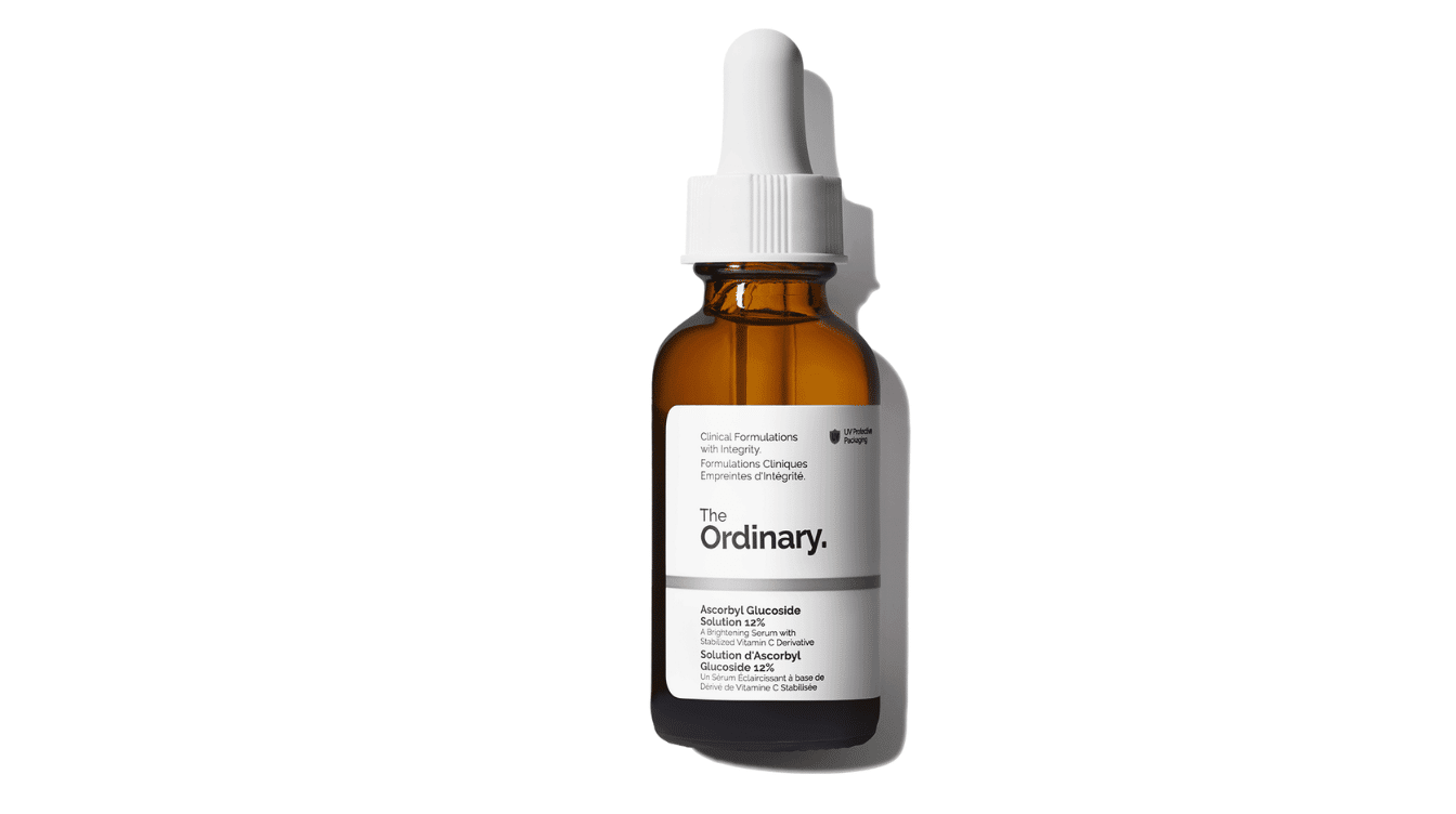 the ordinary ascorbyl glucoside solution 12 percent serum bottle on white background
