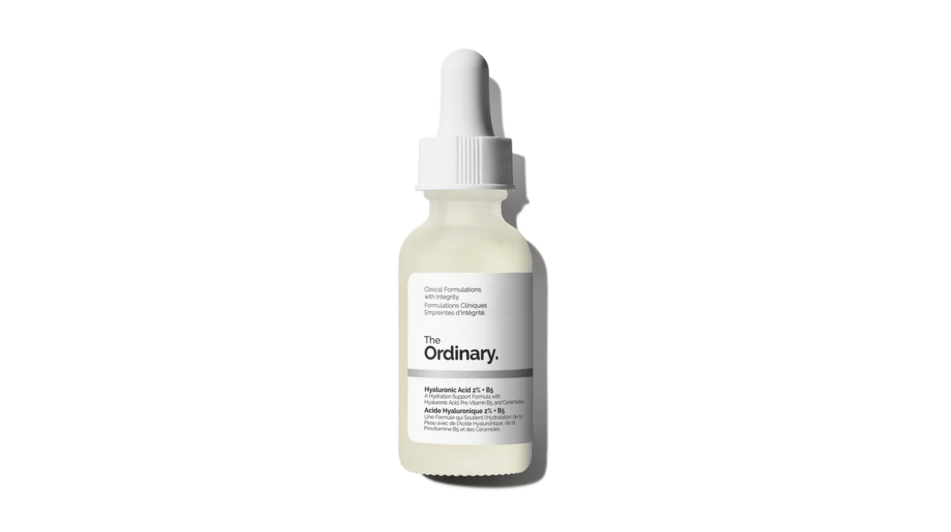 the ordinary hyaluronic acid b5 serum bottle on white background