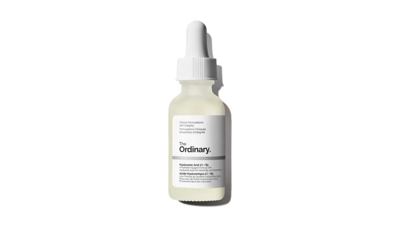 the ordinary hyaluronic acid b5 serum bottle on white background