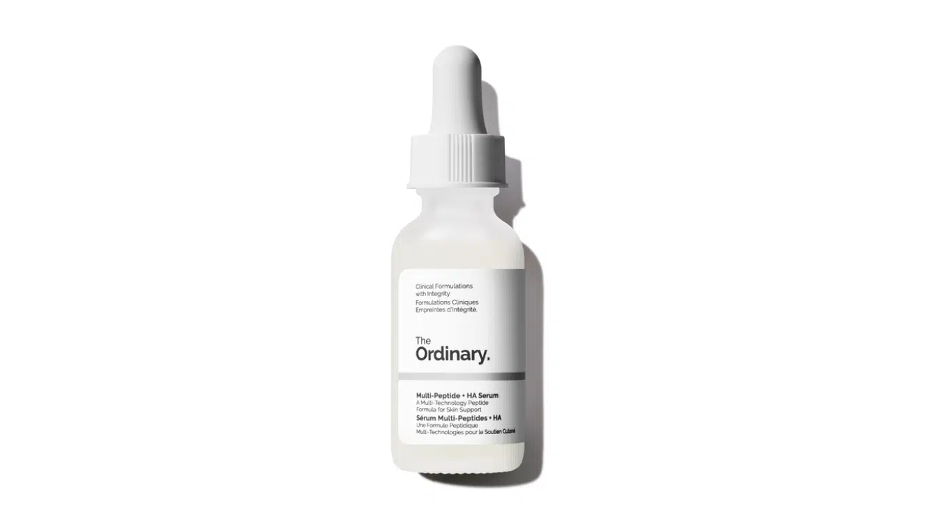 the ordinary multi peptide ha serum bottle on white background
