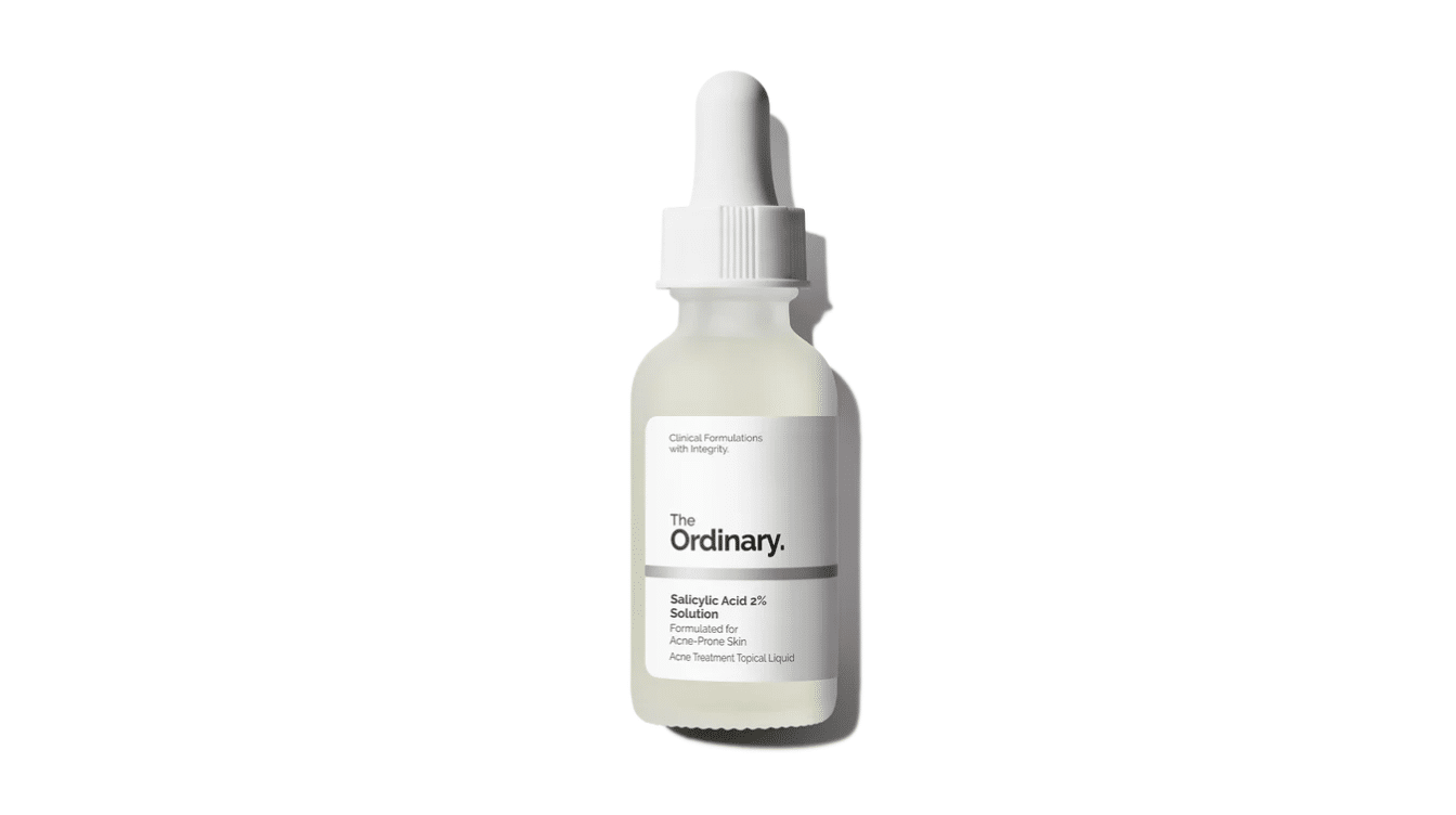 the ordinary salicylic acid serum bottle on white background