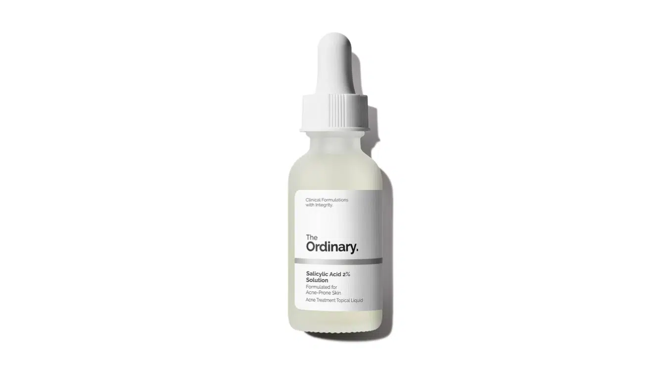 the ordinary salicylic acid serum bottle on white background