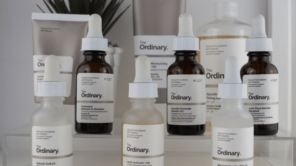 The Ordinary skincare products lined up, showing why shoppers ask is the ordinary a clean brand