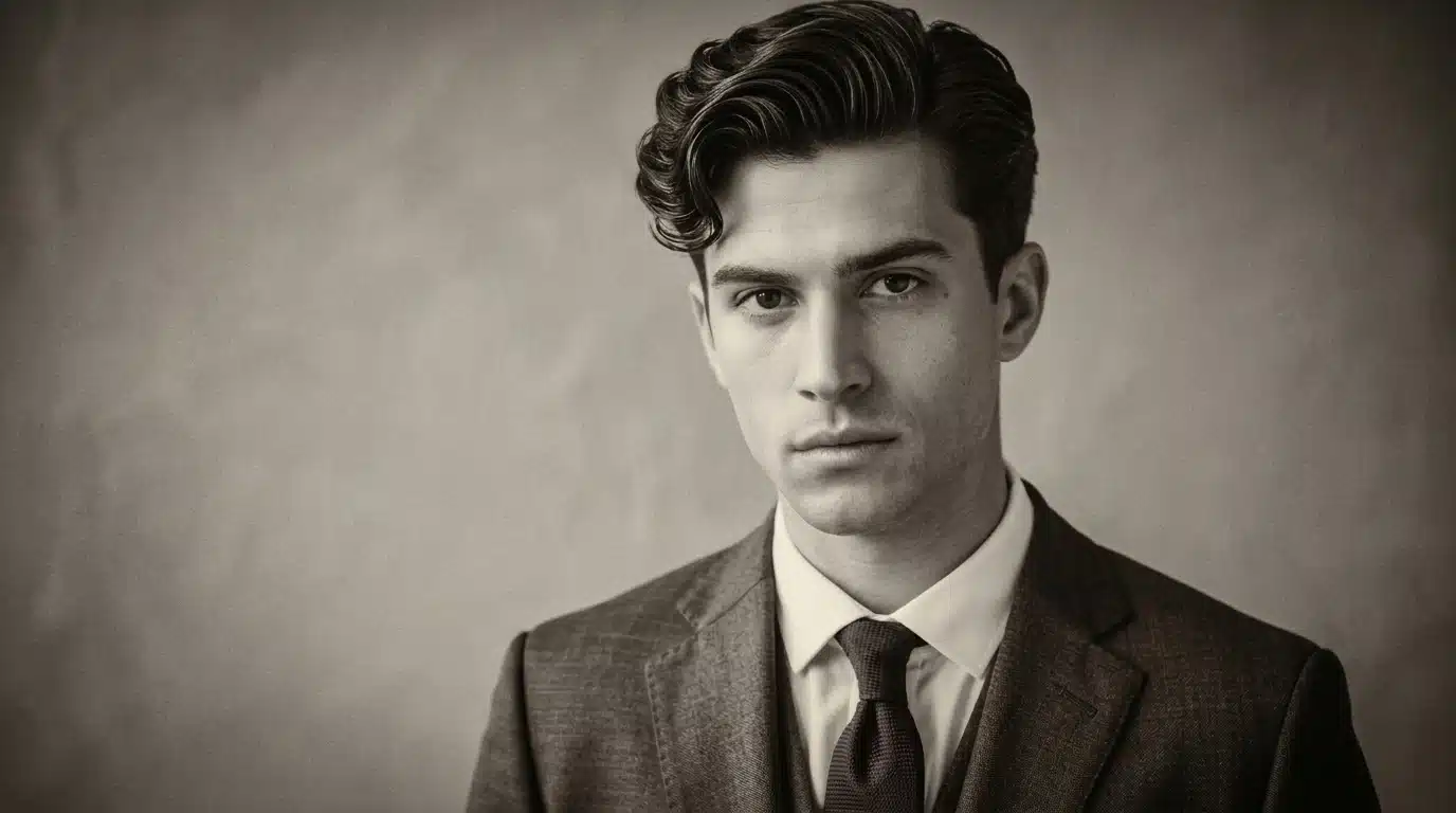 tousled wavy top hairstyle with loose waves and neat tapered sides