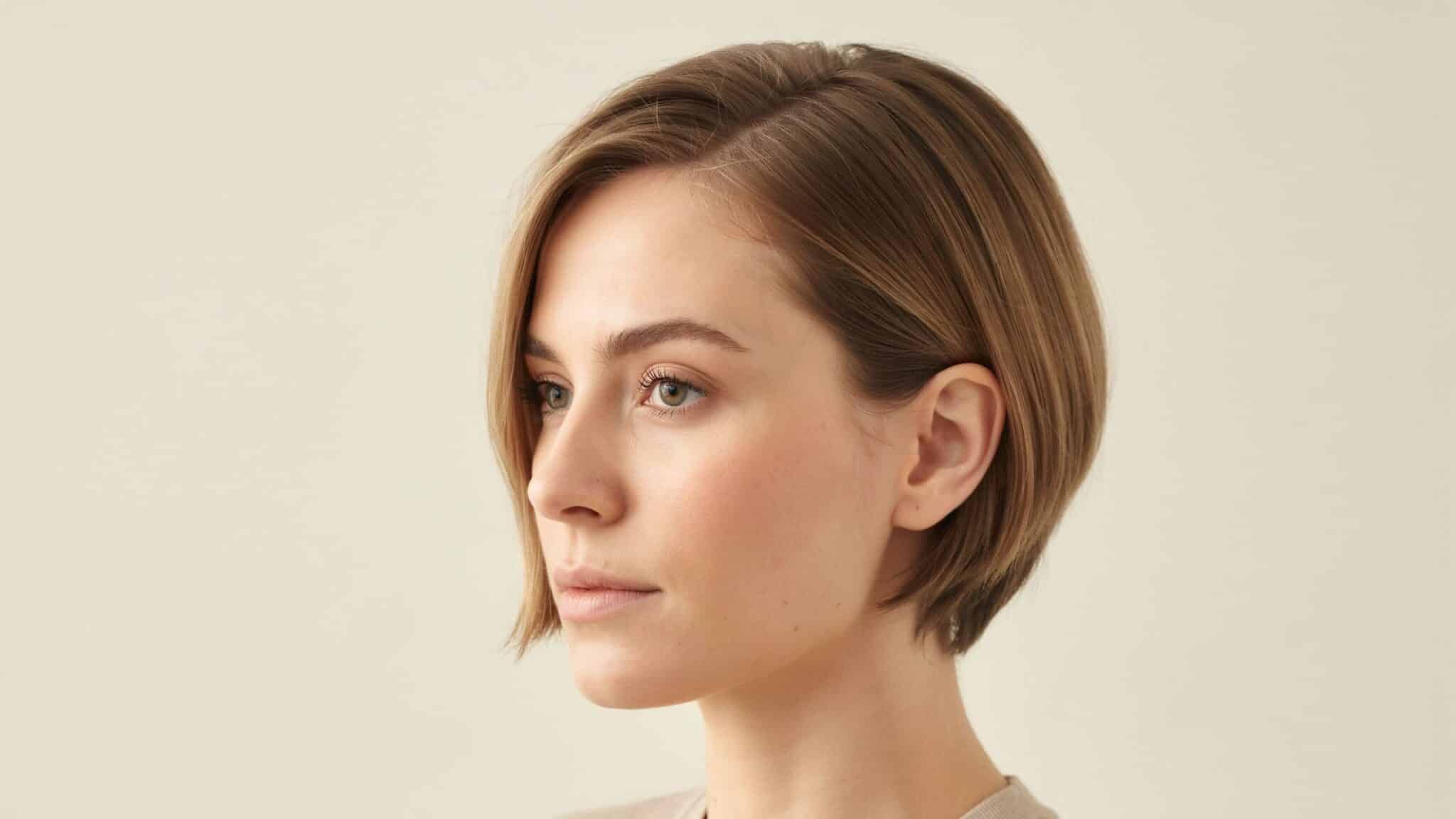 woman with straight two inch hair in a short textured crop showing natural hair length