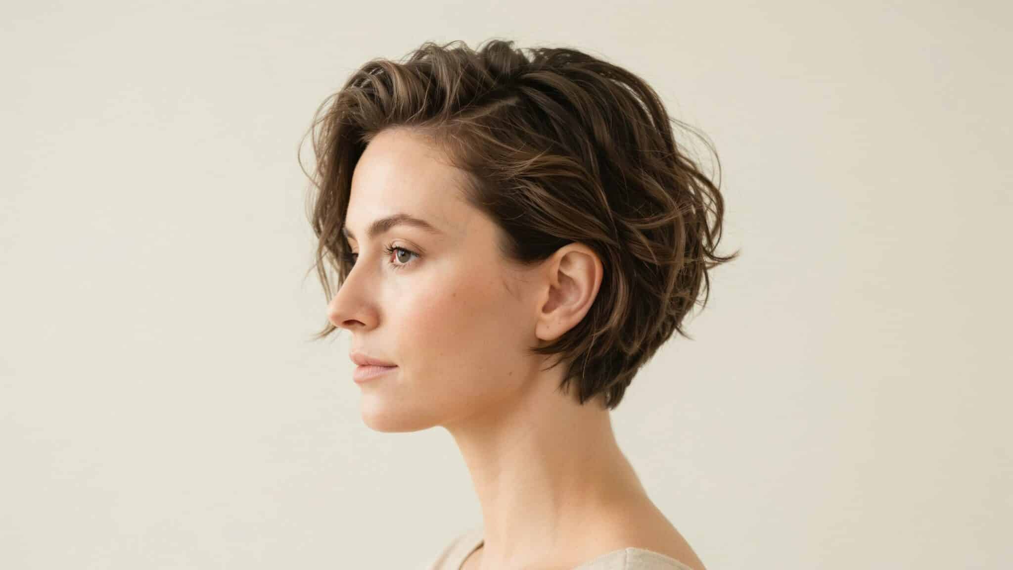 woman with two inch wavy hair showing short textured waves and natural movement