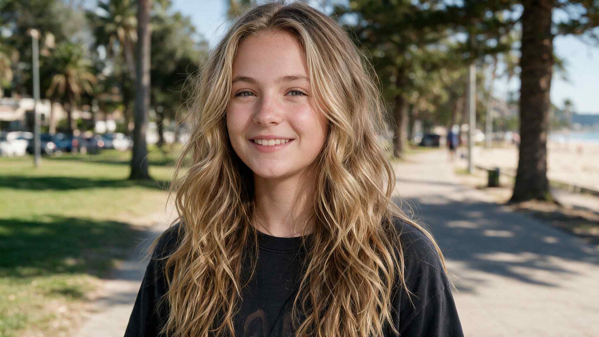 teen girl wearing beach waves with relaxed texture and natural movement