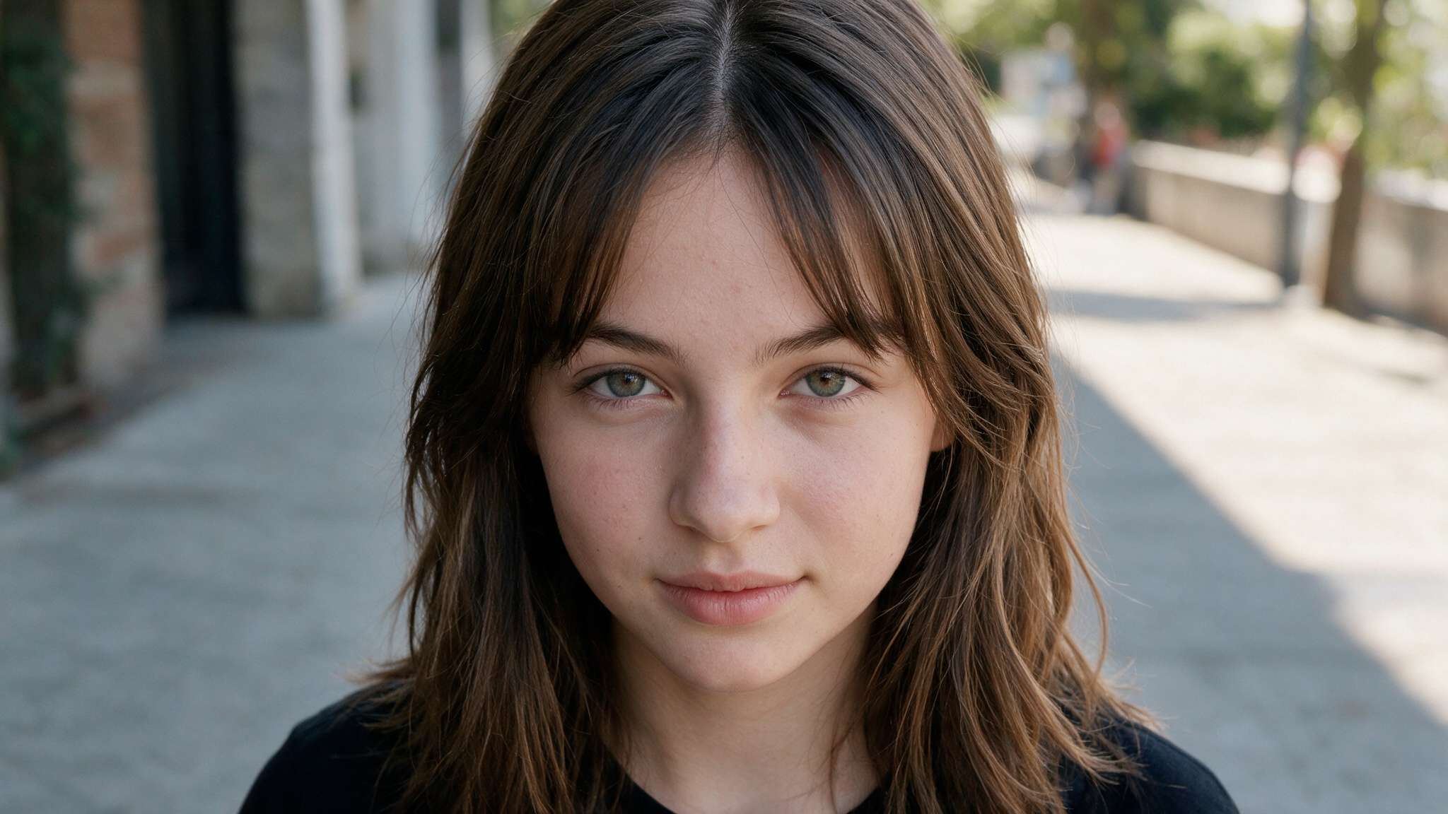 teen girl wearing curtain bangs with soft face framing and natural texture