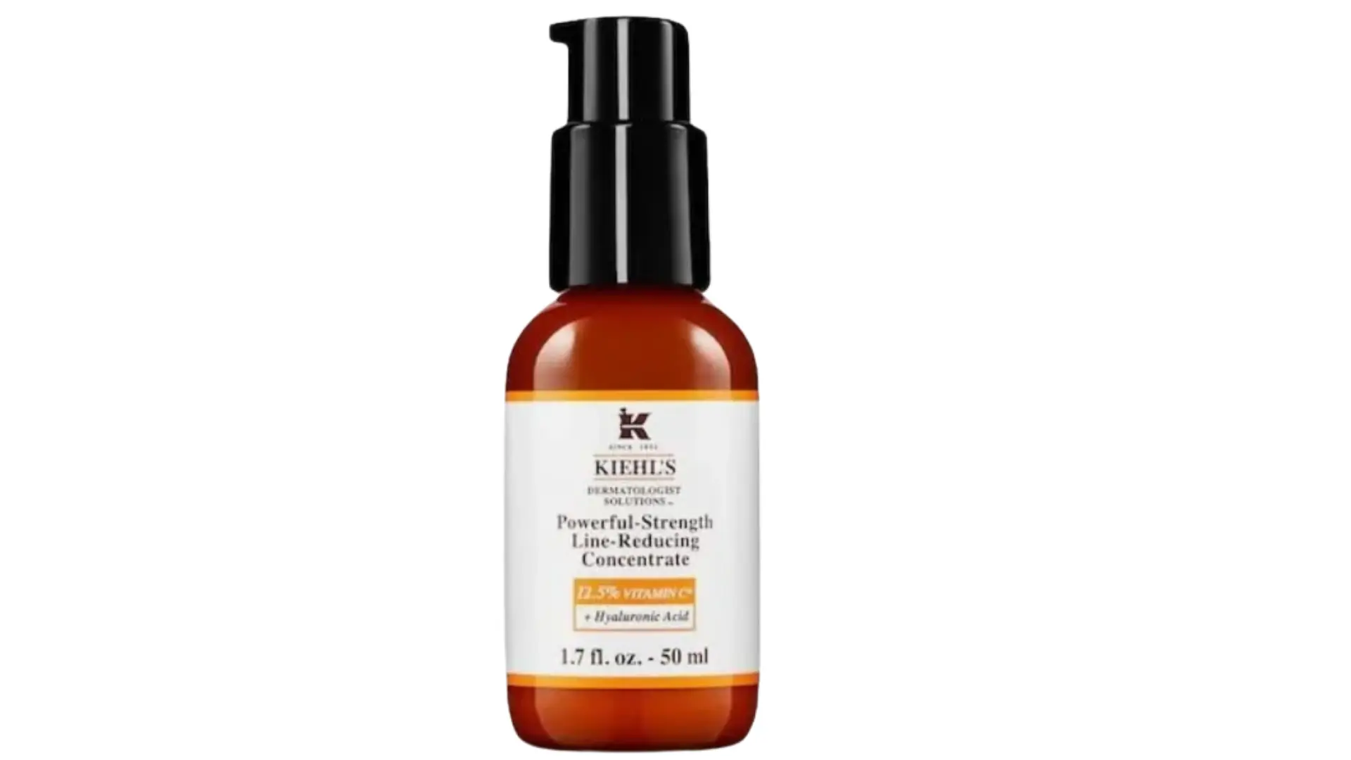 kiehl's powerful-strength line-reducing concentrate bottle with vitamin c and hyaluronic acid on a white background