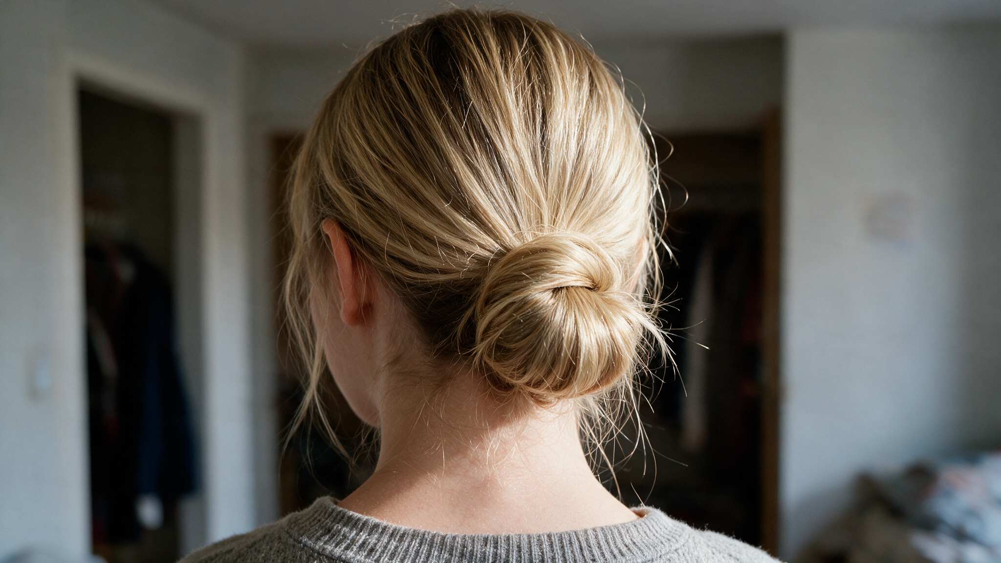 teen girl wearing simple low bun with natural everyday hair texture