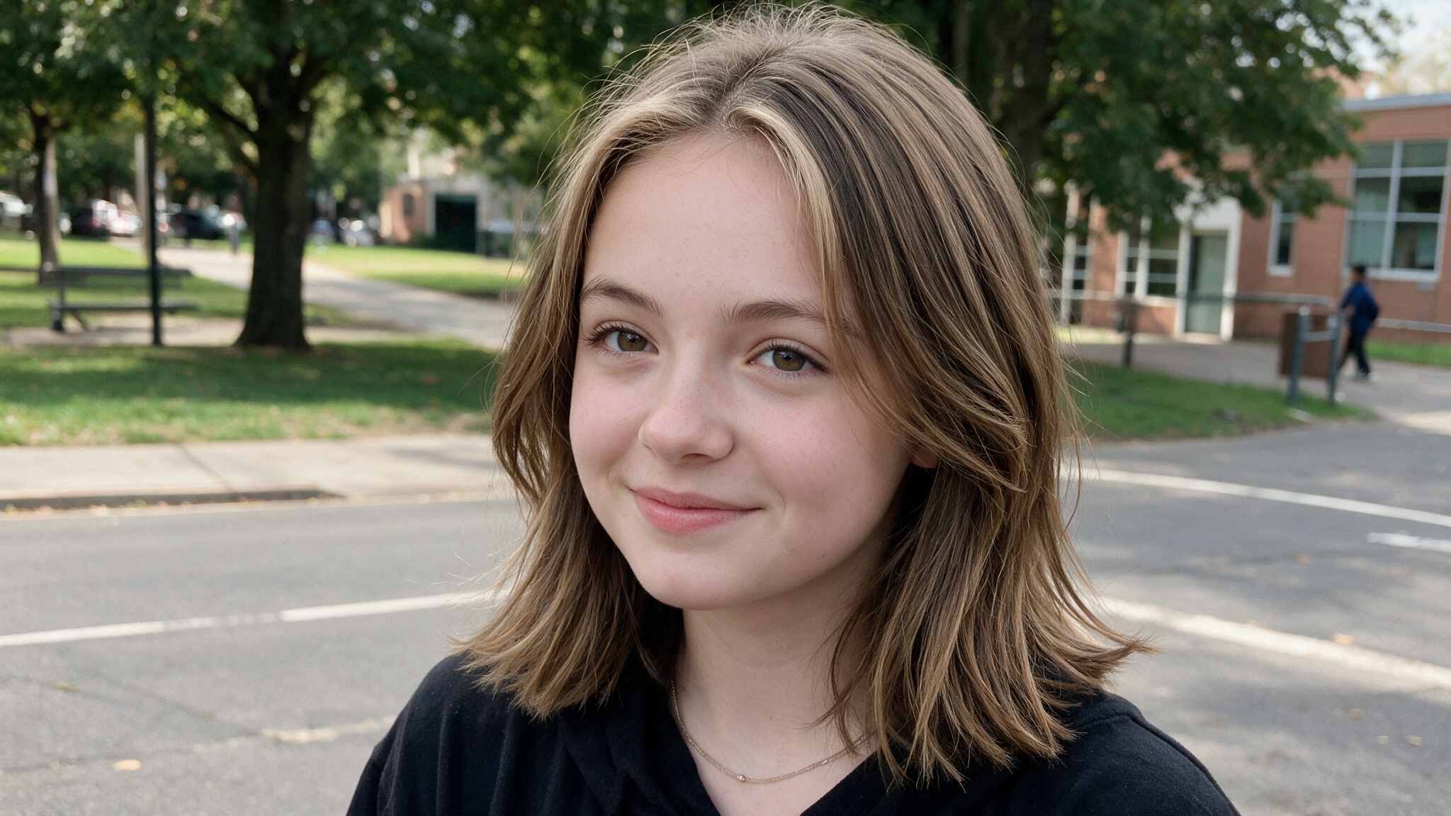 teen girl wearing shoulder length layers with natural movement and texture