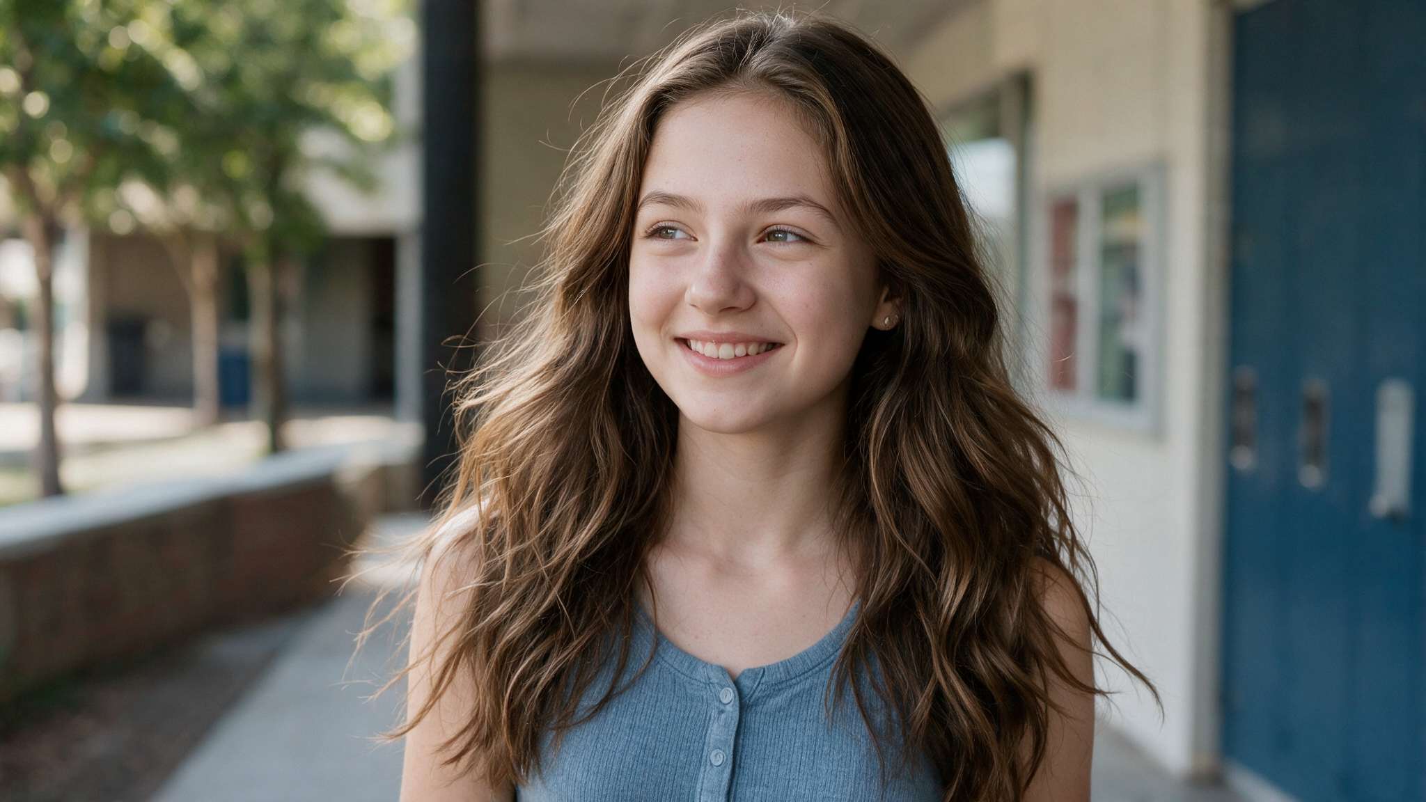 teen girl wearing soft waves with natural movement and realistic texture